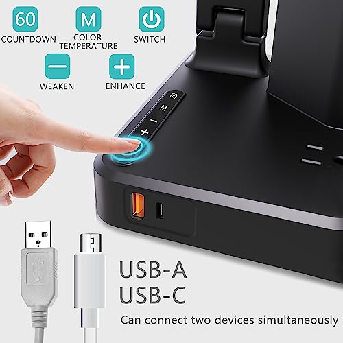 cozoo Desk Lamp,Desk Lamps for Home Office,COZOO LED Desk Lamp with 2 USB Charging Ports,2 Pen Holders,1 Outlet,3 Color 3 Brightness Levels,Touch/Memory/Timer,LED Desk Light Small Desk Lamp Kids Study Lamp - Image 2