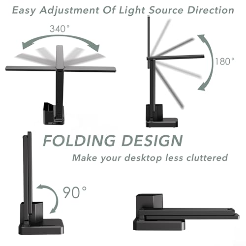 cozoo Desk Lamp,Desk Lamps for Home Office,COZOO LED Desk Lamp with 2 USB Charging Ports,2 Pen Holders,1 Outlet,3 Color 3 Brightness Levels,Touch/Memory/Timer,LED Desk Light Small Desk Lamp Kids Study Lamp - Image 4