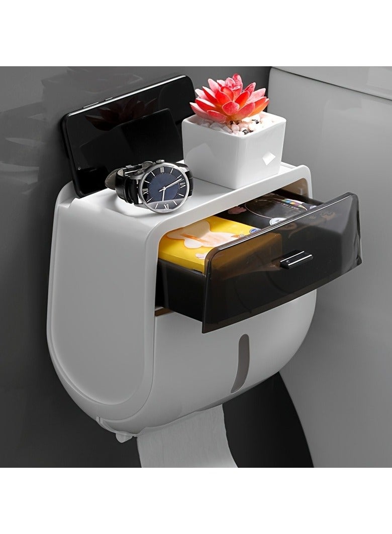 Wall-Mounted Toilet Paper Holder, Waterproof Tissue Box Shelf, Space-Saving, Modern Design, Suitable for Bathroom, Toilet, Home Decor, Easy to Install, Holds Multiple Rolls, Durable, Rust-Resistant, Bathroom Accessories, Home Improvement - Image 1