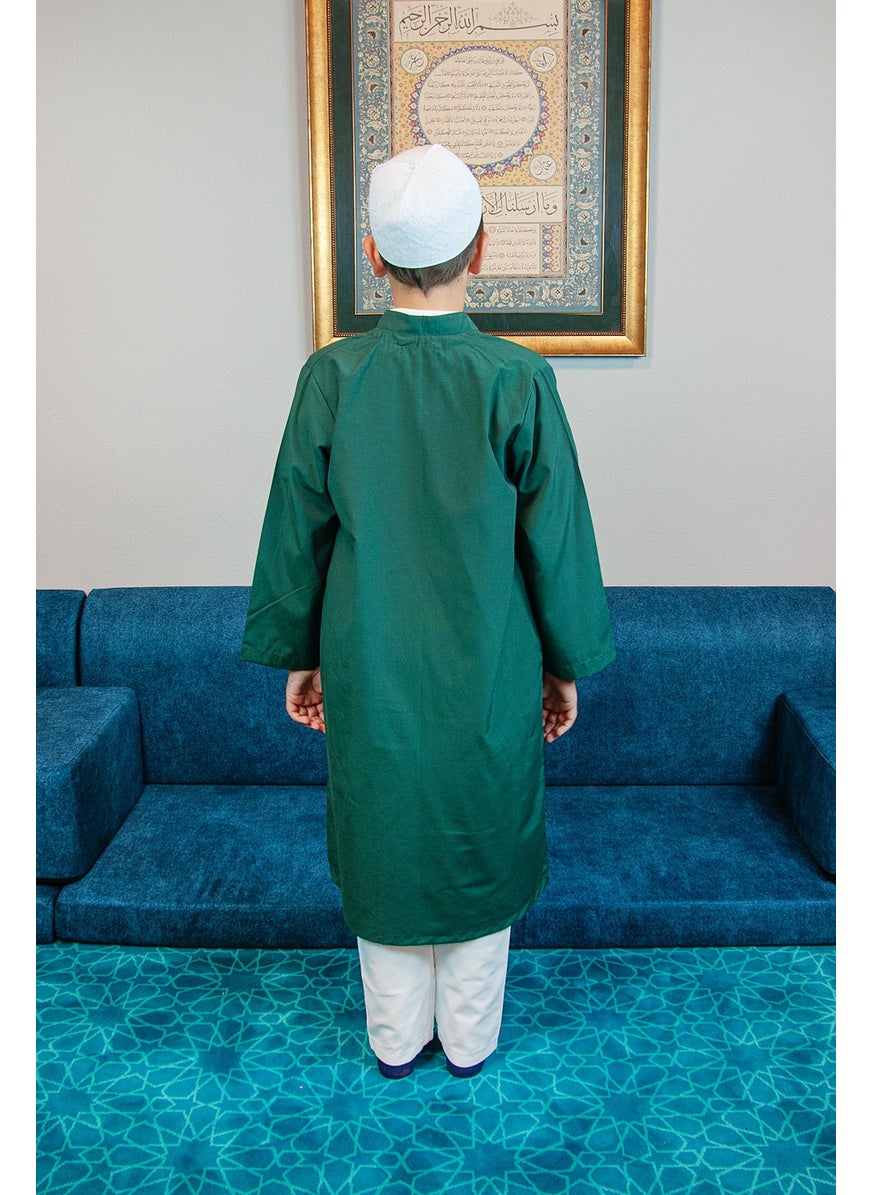 İhvan Online Ikhwan Online Green Bukhara Collar Prayer Dress Boy's Robe  - Image 5