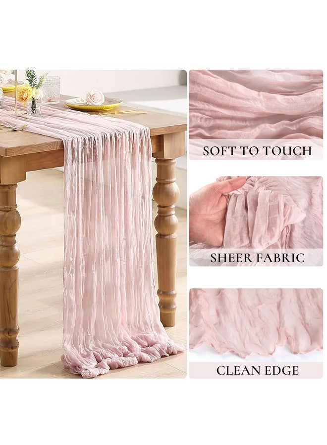 BLUETOP 10 Pack Pink Cheesecloth Table Runners, 10FT Summer Dusty Pink Table Runner Boho Gauze Cheese Cloth Table Runner for Wedding Baby Shower Birthday Party Home Decor - Image 2