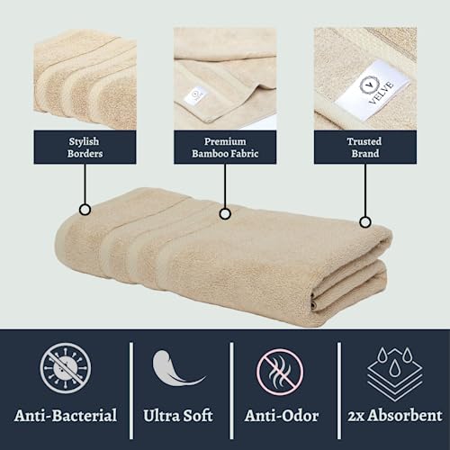 Velve Bamboo Towel for Bath for Men & Women | Ultra Soft-2x Softer & Absorbent Than Cotton | 600 GSM, 100% Bamboo Towel for Bath, Swim, Yoga, Gym | 140 * 70 CM | Teal - Image 4