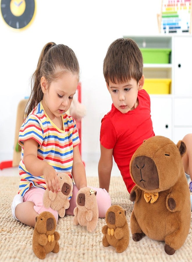 Achwishap 5PCS Capybara Plush,Capybara Stuffed Animal Mommy with 4 Capybara Babies Plush Toy,Cute Plushie Capybara Hugging Pillow Cuddle Plushie for Kids Girls Boys Gifts(Capybara Family,16”,Brown) - Image 4