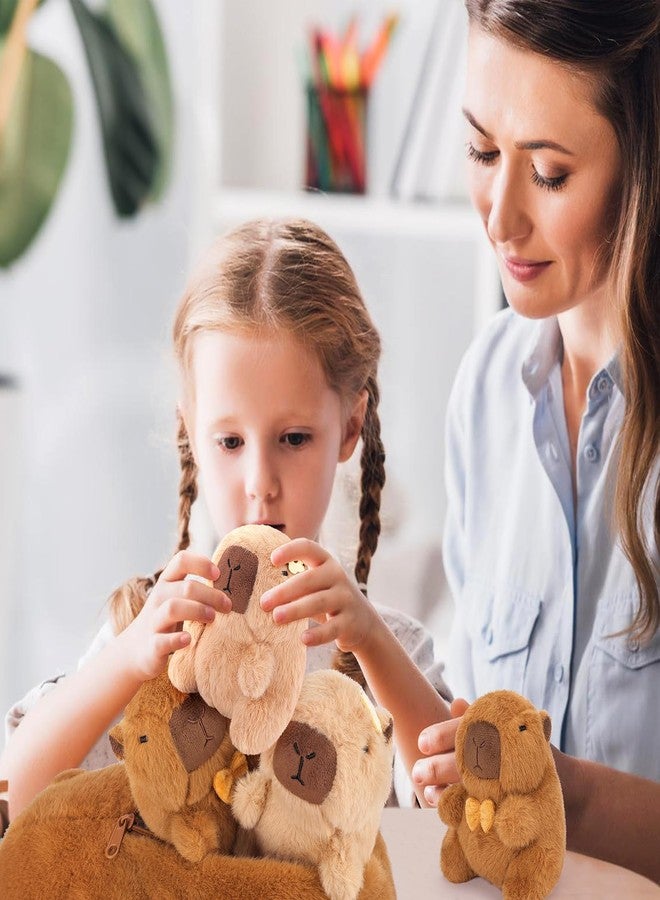 Achwishap 5PCS Capybara Plush,Capybara Stuffed Animal Mommy with 4 Capybara Babies Plush Toy,Cute Plushie Capybara Hugging Pillow Cuddle Plushie for Kids Girls Boys Gifts(Capybara Family,16”,Brown) - Image 5