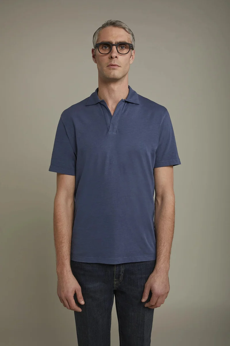 Men's short sleeve button-less polo - Blue