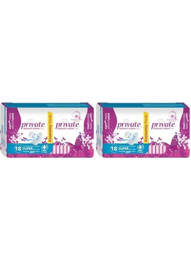 Private Maxi Pocket Super 18 Pads (Pack of 2)
