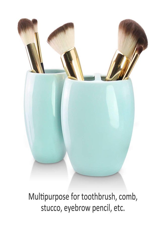 ريتش لايف مجموعة إكسسوارات حمام سيراميكية مكونة من 4 قطع، تتضمن موزع صابون، وحامل فرشاة أسنان، وكوب، وطبق صابون، ومجموعات كاملة من أدوات الحمام لديكور الحمام، وأفكار هدايا منزلية (أخضر) - Image 3