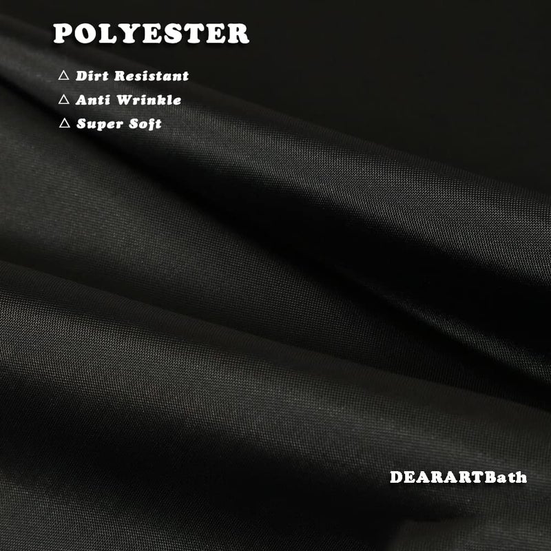 DEARARTBath Black Shower Curtain Liner, 72''W × 72''H inch Cloth Shower Curtain with Grommet and Hooks, Quick Dry Water Resistant Waterproof Washable Easy Care - Image 5