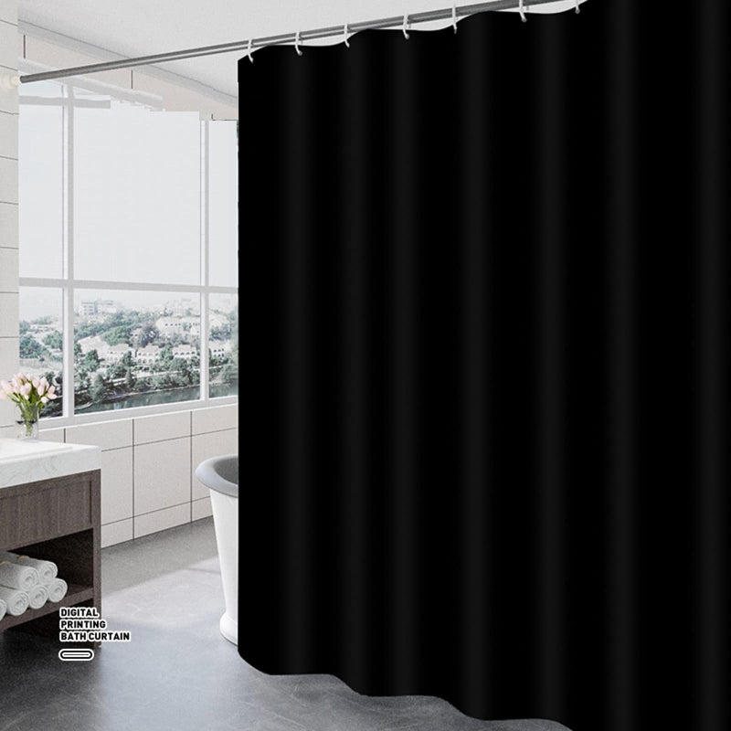 DEARARTBath Black Shower Curtain Liner, 72''W × 72''H inch Cloth Shower Curtain with Grommet and Hooks, Quick Dry Water Resistant Waterproof Washable Easy Care - Image 1
