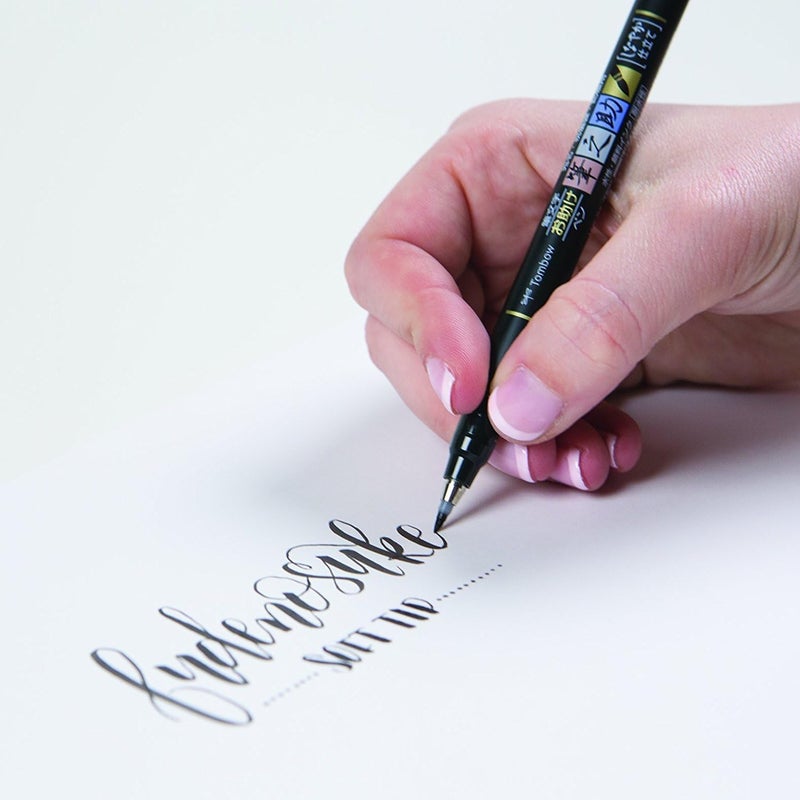Tombow Fudenosuke Brush Pen for Lettering Calligraphy Black Soft Tip GCD112  Pack of 3 - Image 2