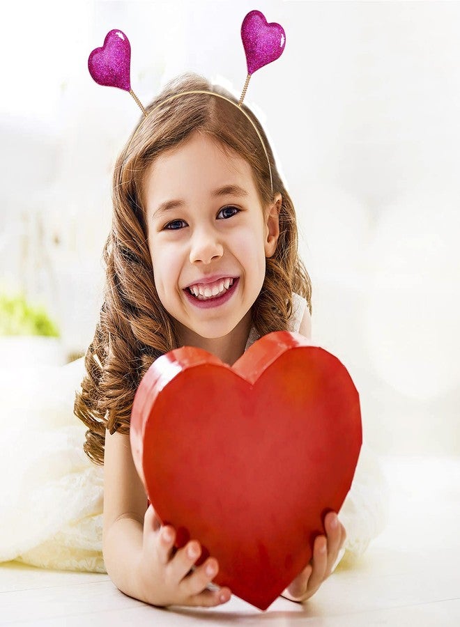 boderier Glitter Heart Headband Valentine’s Day Costume Party Head Bopper Hair Barrette Hair Accessory for Women Girls Fuchsia - Image 3