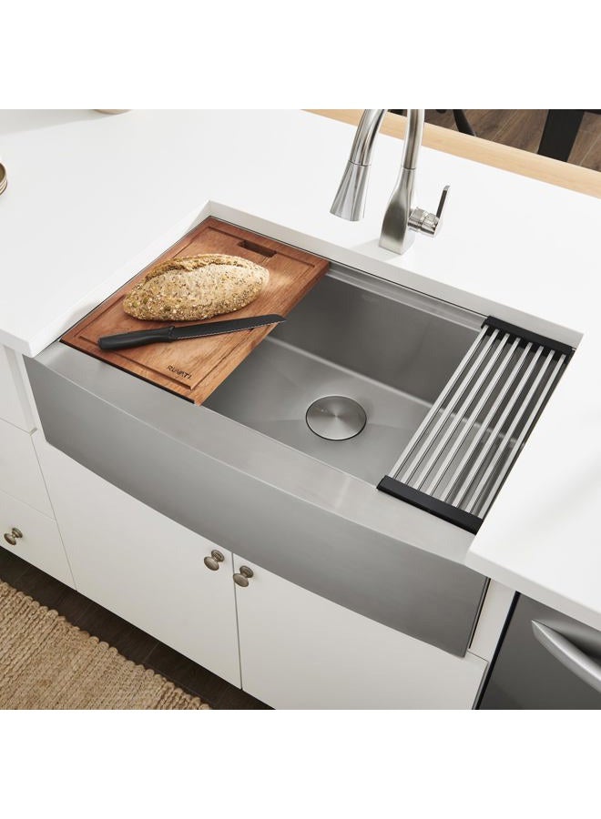 Ruvati RVH9200 Apron Front 16 Gauge 33" Kitchen Sink Single Bowl, Stainless Steel - Image 2