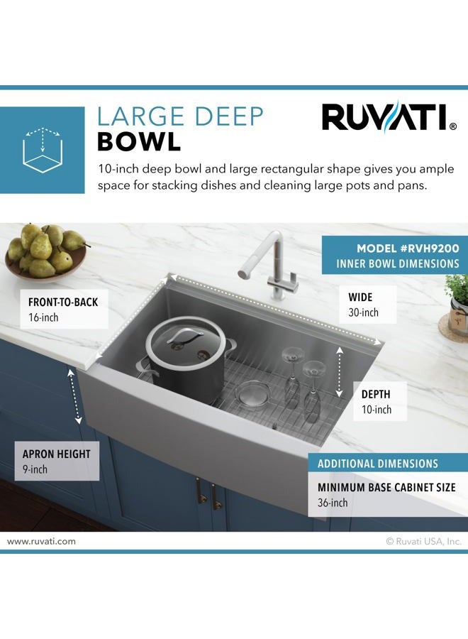 Ruvati RVH9200 Apron Front 16 Gauge 33" Kitchen Sink Single Bowl, Stainless Steel - Image 4