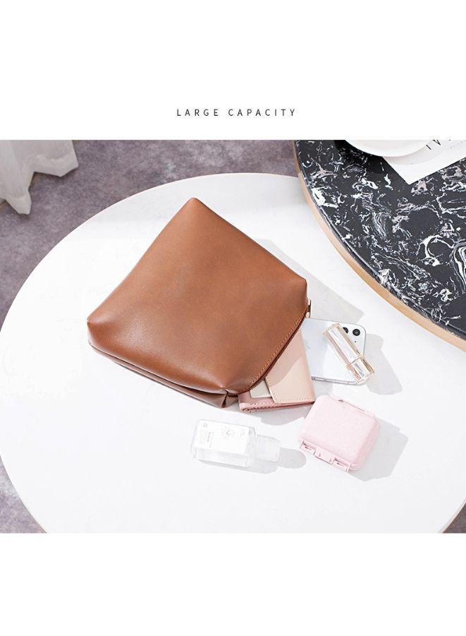 Vintage Simple Women Bucket Bag Handbag, Large Capacity Shoulder Bag Totes Solid Color Underarm Bag, Brown - Image 5