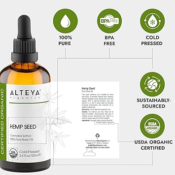 Alteya زيت بذور القنب العضوي من ألتييا 100 مل 100% معتمد من وزارة الزراعة الأمريكية عضوي نقي طبيعي معصور على البارد زيت ناقل مرطب مغذي - Image 4