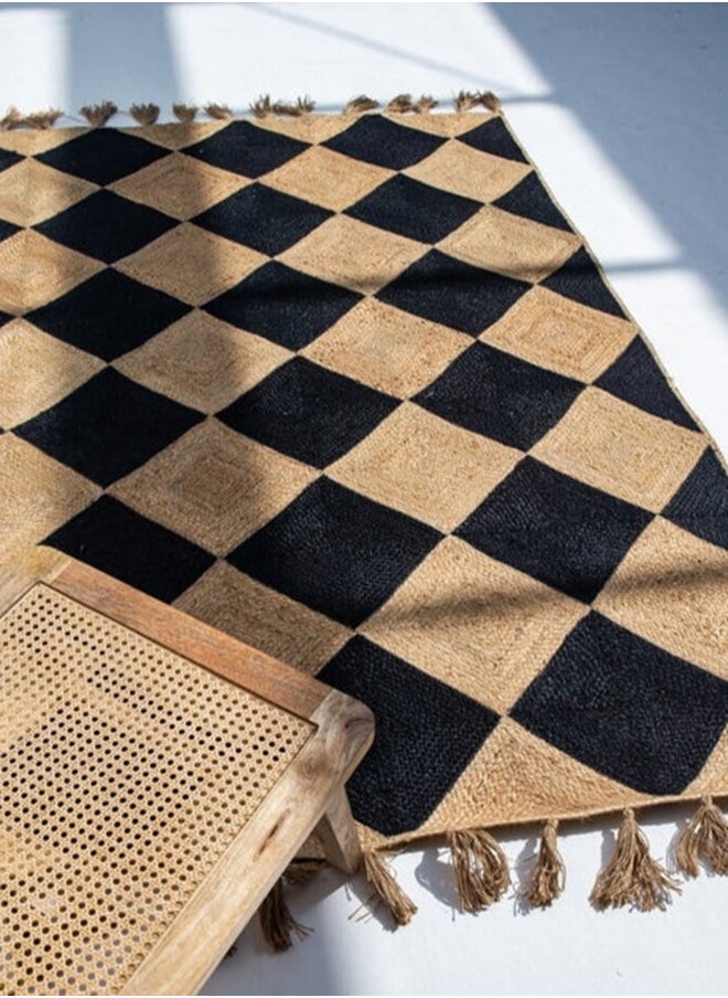 Ramsha Handmade rug natural and black with tassel carpet for living room Jute rug for bedroom rectangular area rug BR-030. - pzsku/ZB45FDDE7E5231B34D26DZ/45/_/1714979101/b5c6b96c-234d-48d4-90fe-eb598e0a0651