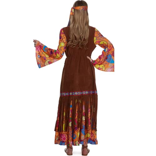 Morph Hippie Costume Women, 70s Costume For Women, 70s Long Dress, Womens 60s Halloween Costumes, Womens Halloween Costumes, Medium - Image 4