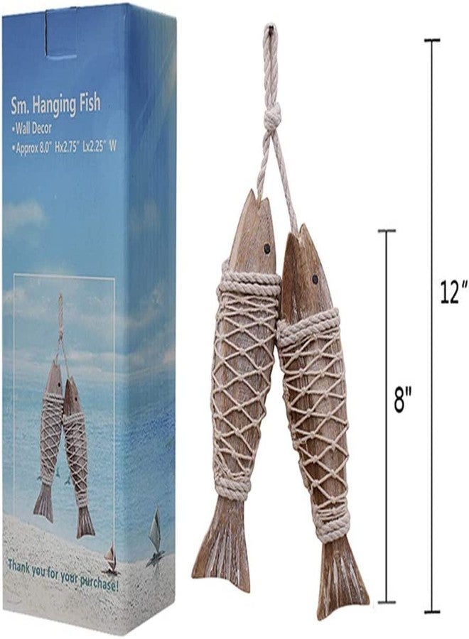 Linfevisi Wooden Fish Hanging Decor Beach Decor Vintage Wood Fish for Wall Rustic Nautical Fish Decor Sculpture Home Decor for Lake House Bathroom Bedroom Office Decoration (Small) - Image 2