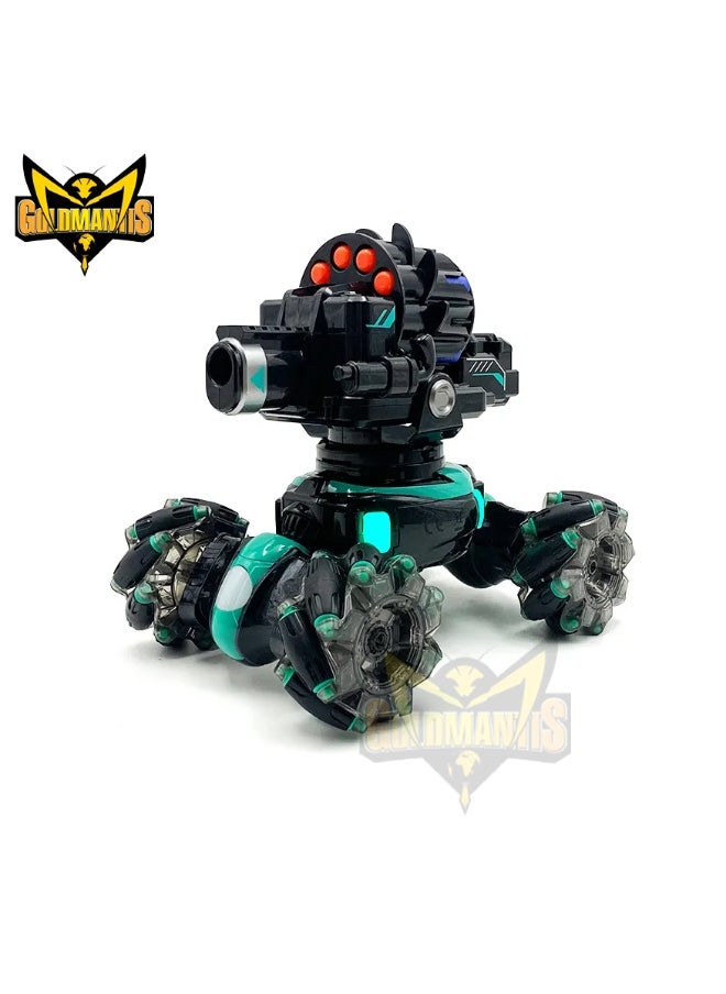 GOLD MANTIS 4WD RC Stunt Tank Car with Gesture Sensor & Remote Control | 360° Spin, Light, Sound & Foam Blaster | Rechargeable Battle Toy for Kids  - Image 2