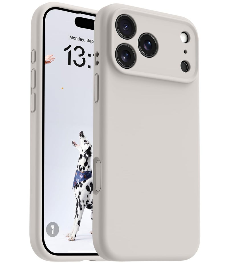 OTOFLY Magnetic for iPhone 17 Pro Max Case,Compatible with Magsafe,Classic Liquid Silicone Mobile Phone Case,Integrated Camera Control Button,Anti-Scratch Microfiber Lining, Stone - Image 1