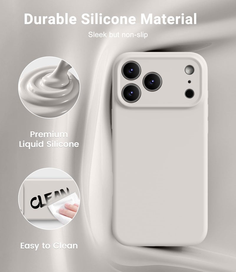 OTOFLY Magnetic for iPhone 17 Pro Max Case,Compatible with Magsafe,Classic Liquid Silicone Mobile Phone Case,Integrated Camera Control Button,Anti-Scratch Microfiber Lining, Stone - Image 3
