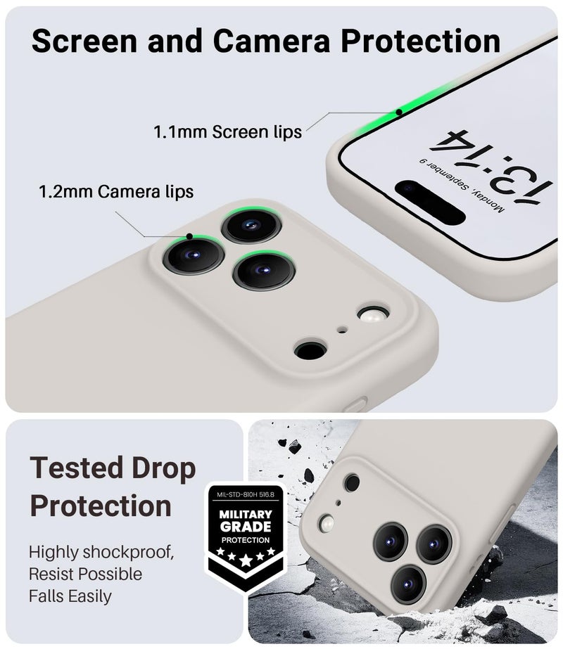 OTOFLY Magnetic for iPhone 17 Pro Max Case,Compatible with Magsafe,Classic Liquid Silicone Mobile Phone Case,Integrated Camera Control Button,Anti-Scratch Microfiber Lining, Stone - Image 5
