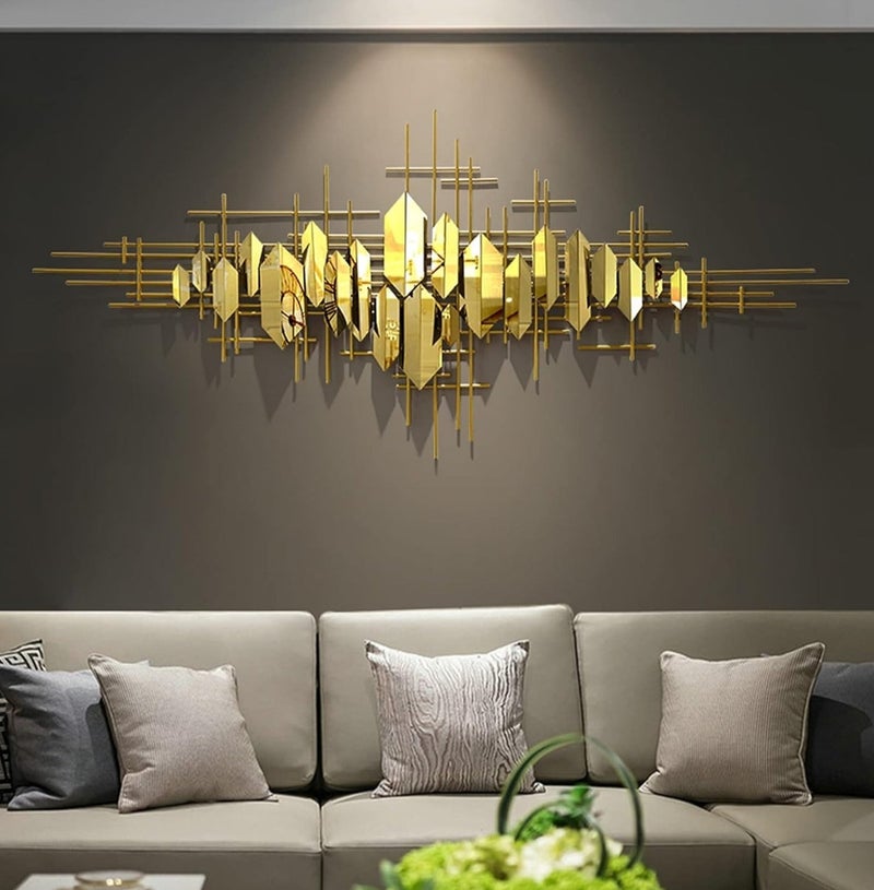 Large Wall Sculpture 3D Modern Metal Wall Sculpture Vertical Living Room Bedroom Metal Decoration - Image 1