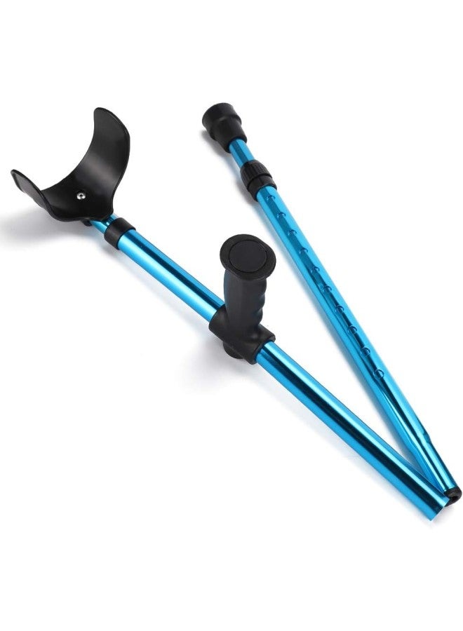 كلاراكو عكازات الساعد للبالغين، عصا مشي قابلة للطي وقابلة للحمل، عصا تلسكوبية قابلة للتعديل تحت الإبط لكبار السن والمعاقين (عبوة من قطعة واحدة/أزرق) - Image 1