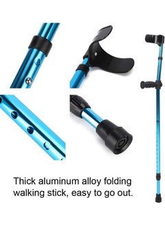 klarako Forearm Crutches for Adult, Portable Folding Walking Cane, Adjustable Telescopic Underarm Cane Crutch for Seniors Disabled Elderly (Pack of 1/Blue)  - Image 2