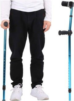 klarako Forearm Crutches for Adult, Portable Folding Walking Cane, Adjustable Telescopic Underarm Cane Crutch for Seniors Disabled Elderly (Pack of 1/Blue)  - Image 3