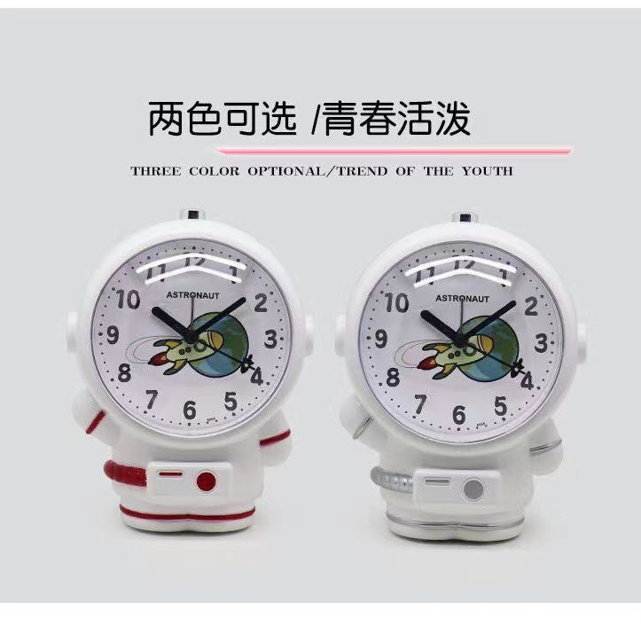 Children'S Voice Alarm Clock, Silent Cartoon Night Light, Creative Astronaut Desk Clock For Students, Bedside Lazy Bug Wake-Up Clock, Wall Clock - Image 4