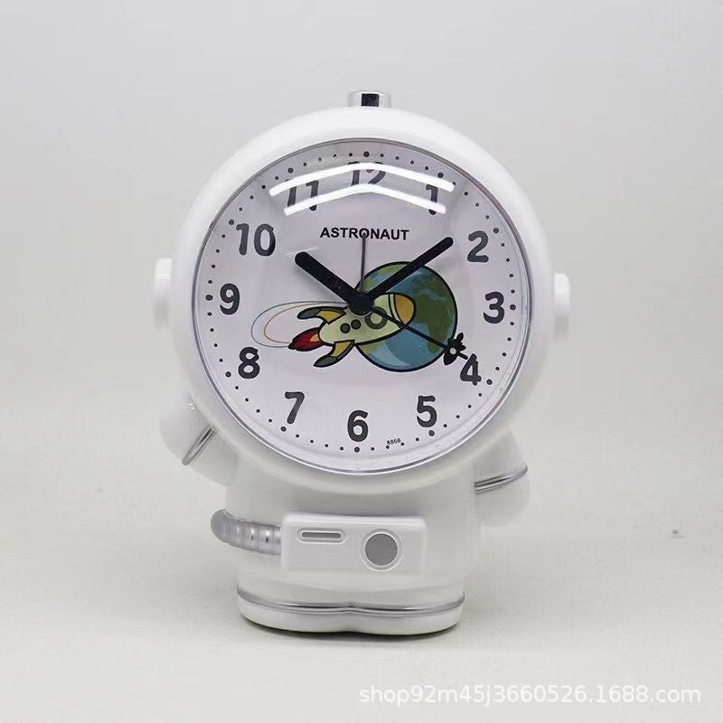 Children'S Voice Alarm Clock, Silent Cartoon Night Light, Creative Astronaut Desk Clock For Students, Bedside Lazy Bug Wake-Up Clock, Wall Clock - Image 1