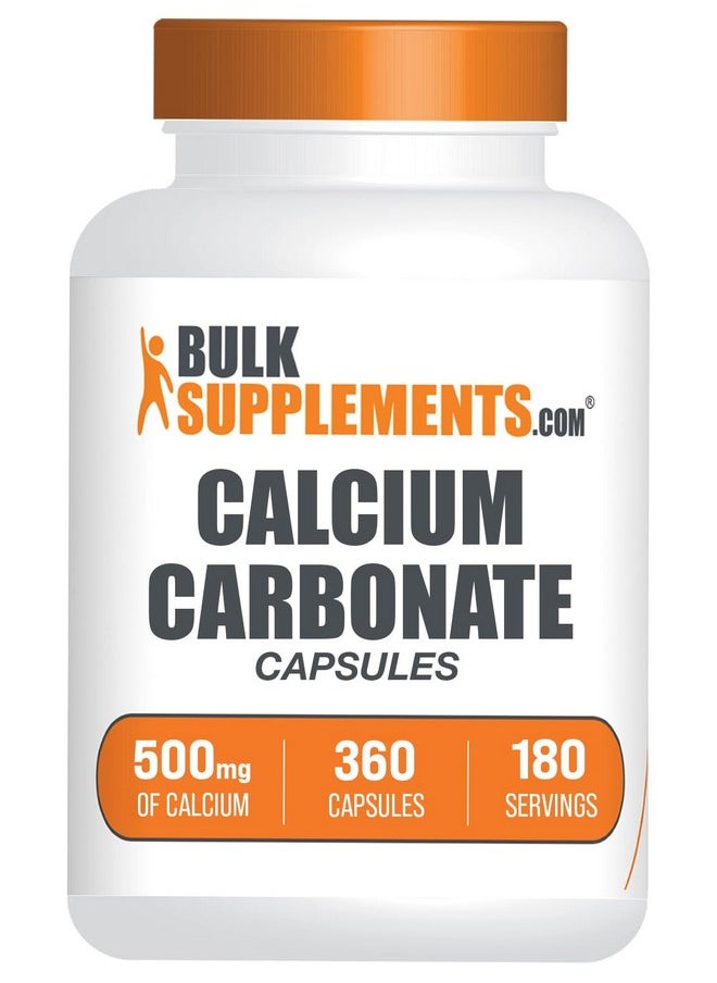 بالك سابلمنتس كبسولات كربونات الكالسيوم من BulkSupplements.com - مكمل كربونات الكالسيوم، كربونات الكالسيوم 500 ملجم - مكمل الكالسيوم، خالٍ من الجلوتين، كبسولتان لكل وجبة، 360 كبسولة (عبوة من 1) 