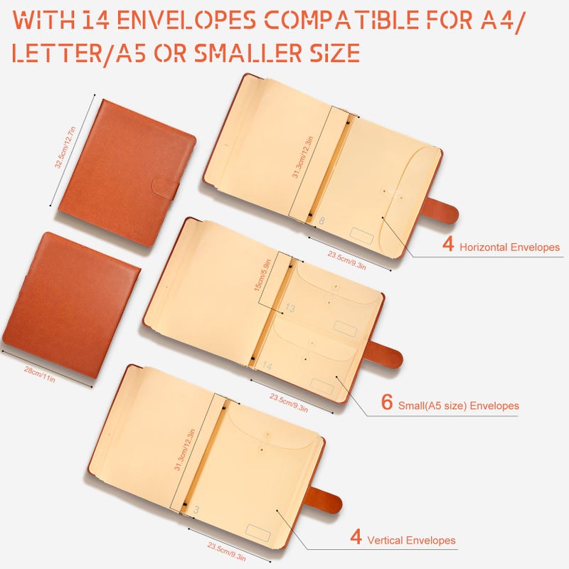 JOYCE Important Document Organizer, Life File Manager with Labels, for Managing Letters, Photos, Birth Certificates, Social Security Cards, Passport, Ring Binder (Brown Leather) - Image 2
