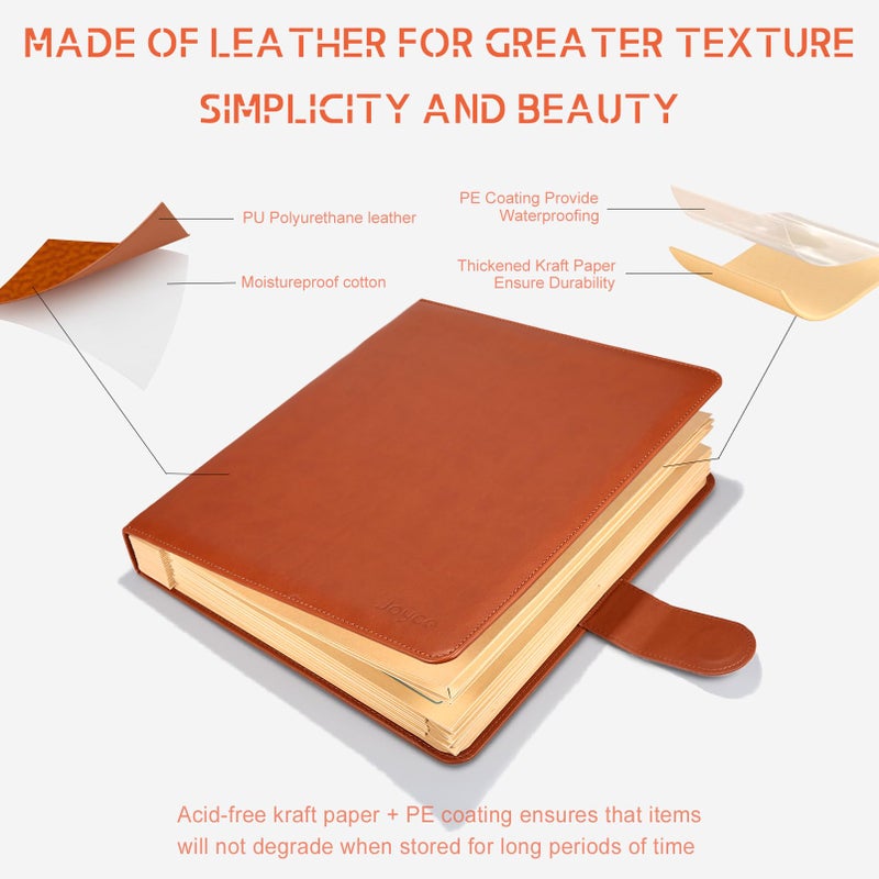 JOYCE Important Document Organizer, Life File Manager with Labels, for Managing Letters, Photos, Birth Certificates, Social Security Cards, Passport, Ring Binder (Brown Leather) - Image 3