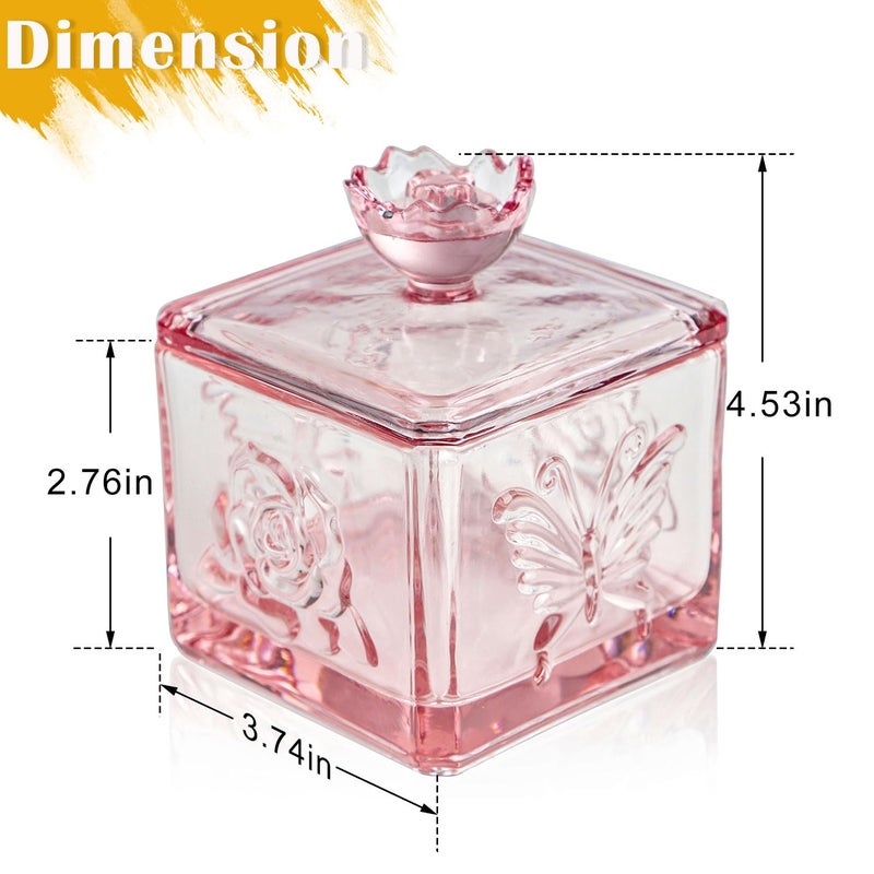 WHJY Cute Glass Vintage Candy Jar with Lid, Iridescent Colored Glass Candy Jar for Office Desk, Pink Candy Dishes for Candy Buffet, Cookie Jar 4.5â€ Tall - Image 2