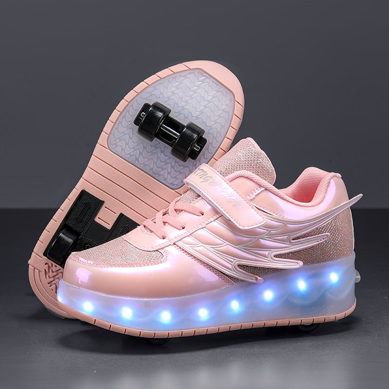 The Heelloo Shoes Automatic Contraction 4-Wheel Girls Invisible Four-Wheel Primary School School Roller Skates Men'S 2 Spring Twips - Image 4