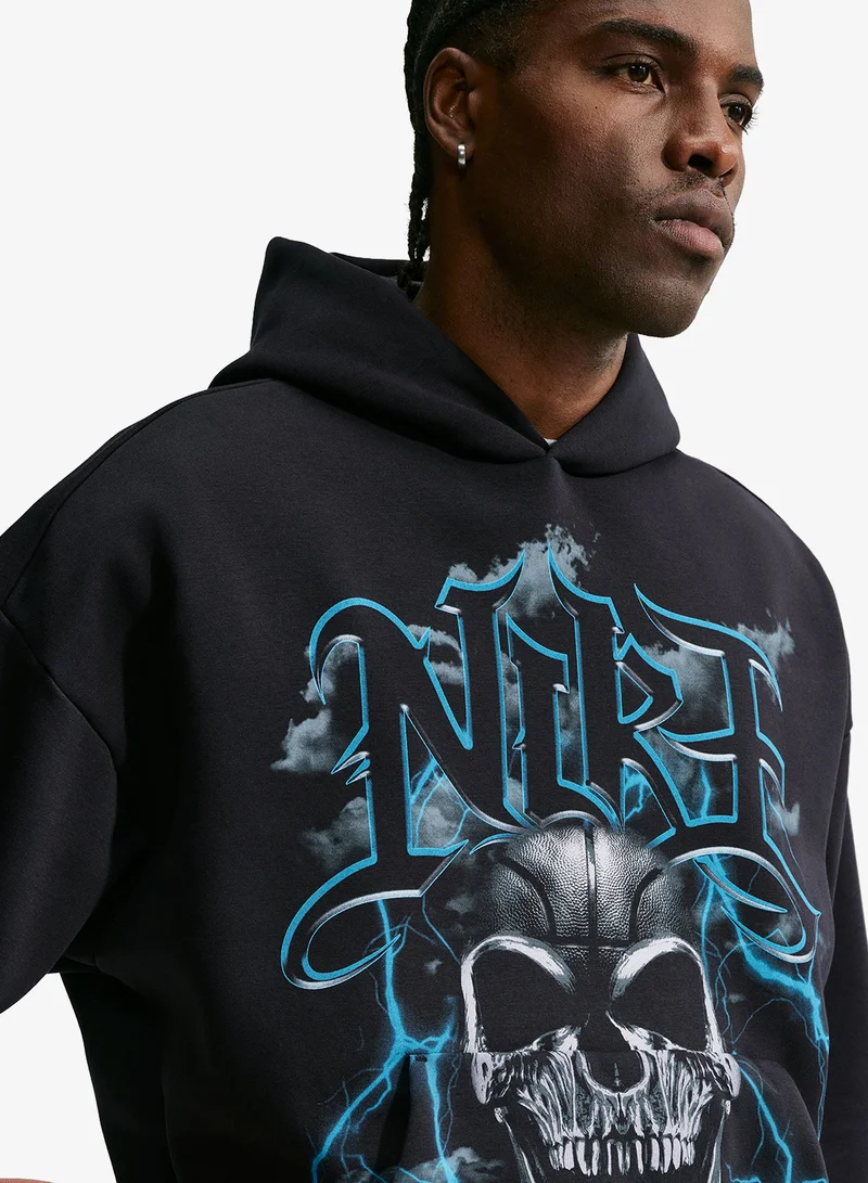Nike BLACK/LT CURRENT BLUE/(PALE IVORY) Tech Fleece Brushed Skull Hoodie for Men | Best Price UAE