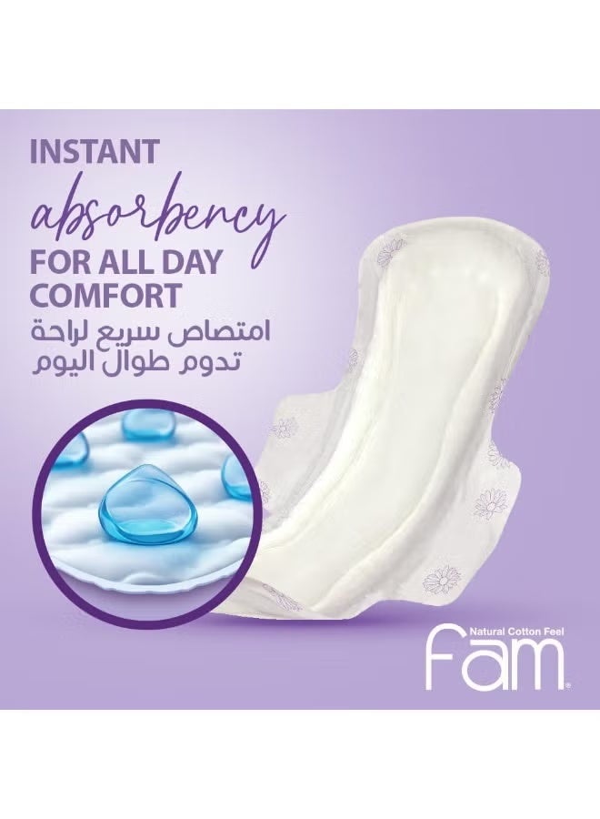 فام فوط صحية كلاسيك بالأجنحة حجم كبير، غير مطوية، سطح بملمس القطن الطبيعي، عبوة إقتصادية، 50 قطعة - Image 4