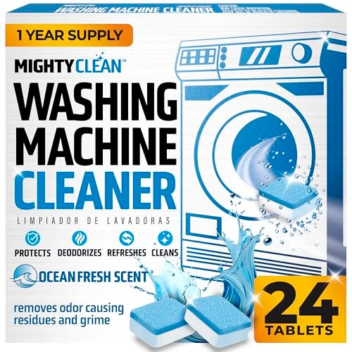 MIGHTY CLEAN Washing Machine Cleaner Tablets 24 Pack - 1 Year Supply, Septic Safe Washing Machine Cleaning Tablets, Washer Cleaner Tablet, Works with All Washers Including HE - Image 1