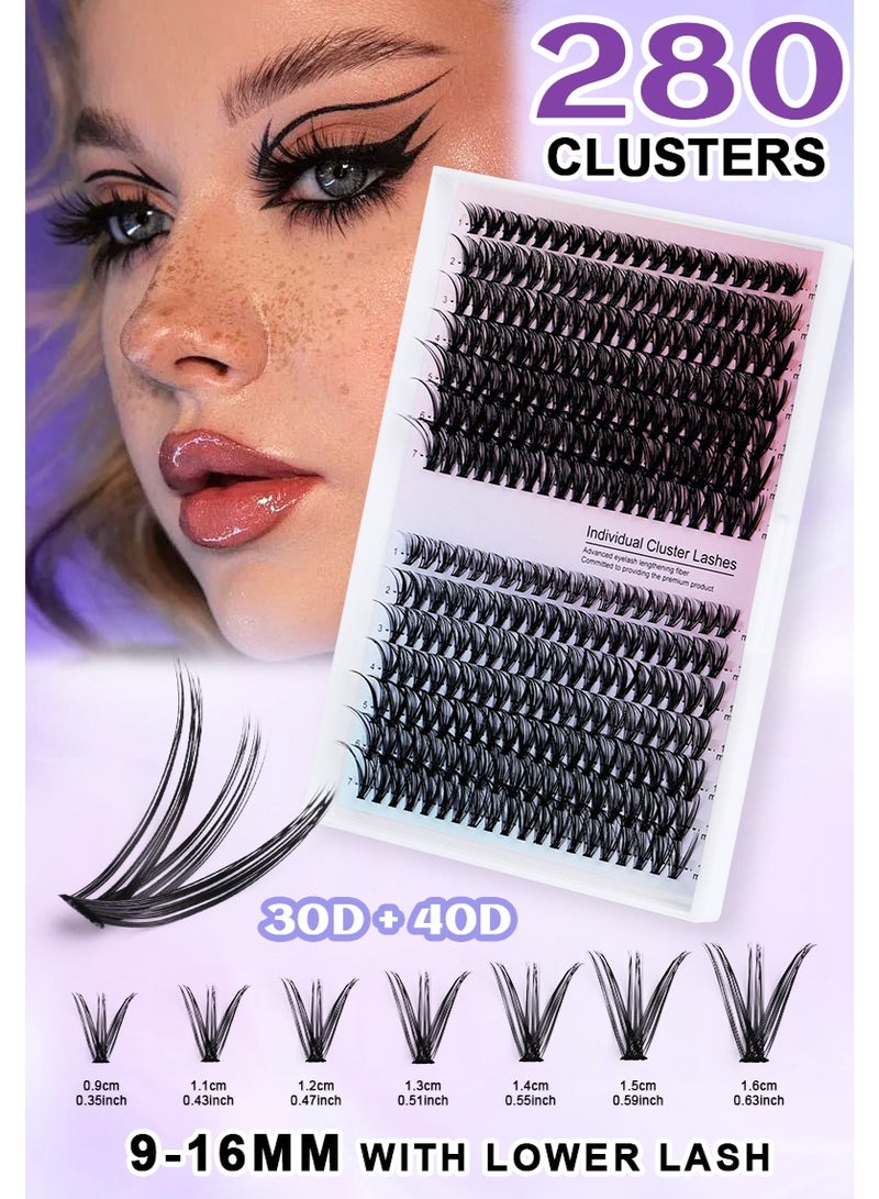 280 مجموعة رموش ، (ملاقط الغراء مضمنة في هذا الرابط) خصلات رمش ، 30D + 40D نمطين ، مجموعة متنوعة من الأطوال 9 مم - 16 مم ، مما يسمح لك بإنشاء مظهر فريد وجميل كما تريد ، مناسب حقا لتصميم مكياجك! مناسبة للمبتدئين وذوي الخبرة ، أدوات التجميل DIY - Image 2