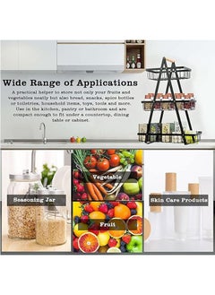 Arabest 3 Tier Fruit Basket, Fruit Basket for Kitchen Counter,Fruit Holder,Fruit Bowl with Wooden Handles, for Kitchen Storage and Restaurant Fruit Vegetable Bread Snack Storage, Black  - Image 4