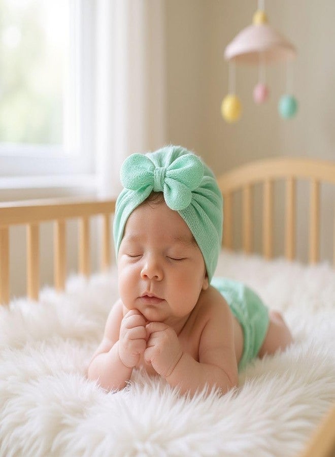 FAMWRAPZ Baby Butterfly Turban Bow Cap - Soft Knotted Beanie Cap Headwrap for Infants, Toddlers & Kids (0-3 Years) Sea Green - Image 3