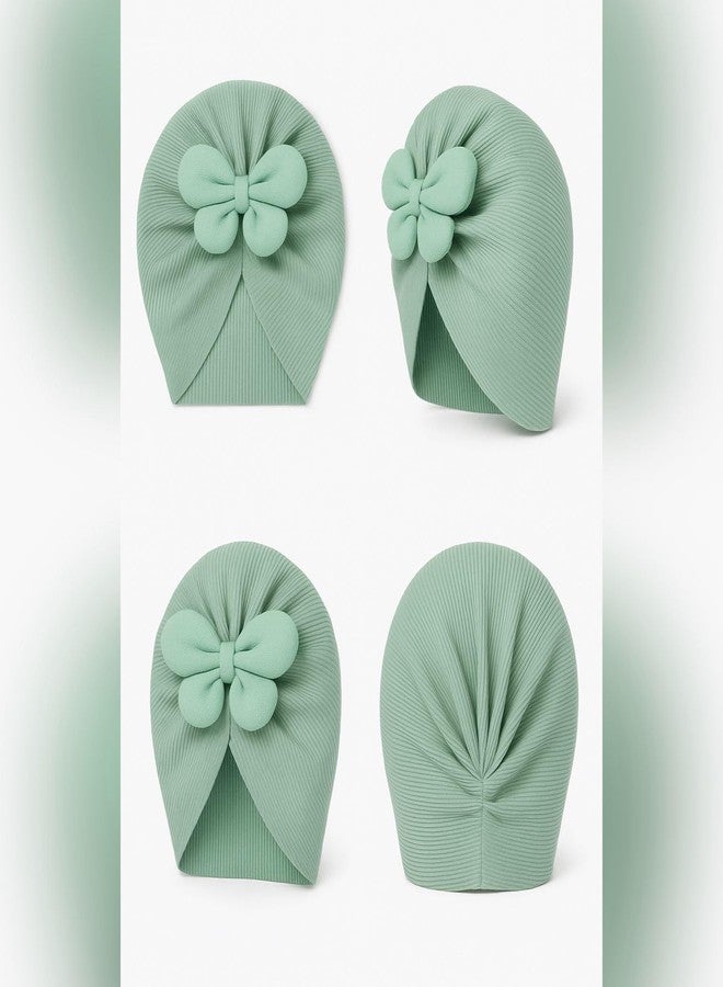FAMWRAPZ Baby Butterfly Turban Bow Cap - Soft Knotted Beanie Cap Headwrap for Infants, Toddlers & Kids (0-3 Years) Sea Green - Image 2