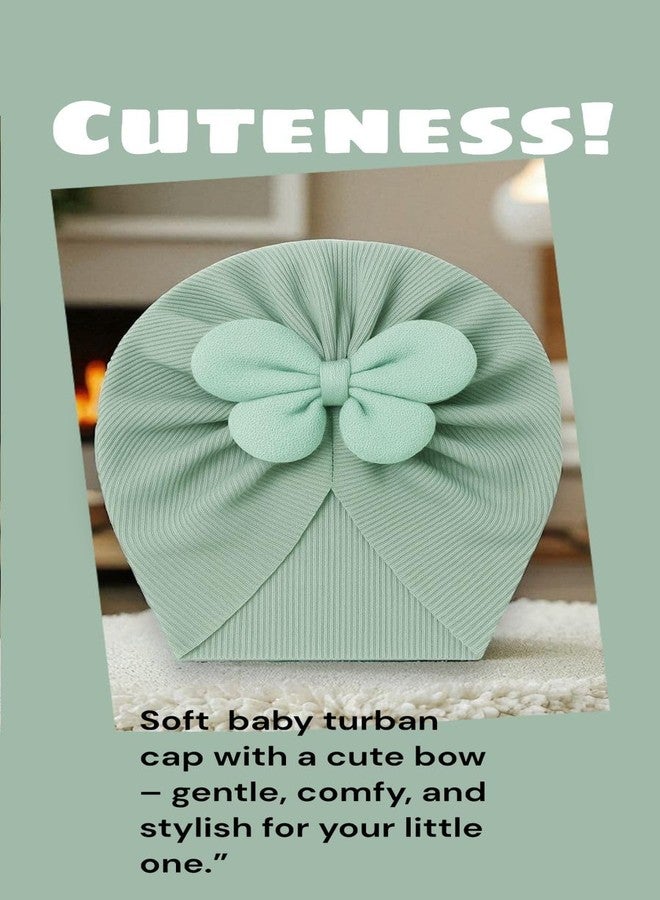 FAMWRAPZ Baby Butterfly Turban Bow Cap - Soft Knotted Beanie Cap Headwrap for Infants, Toddlers & Kids (0-3 Years) Sea Green - Image 5