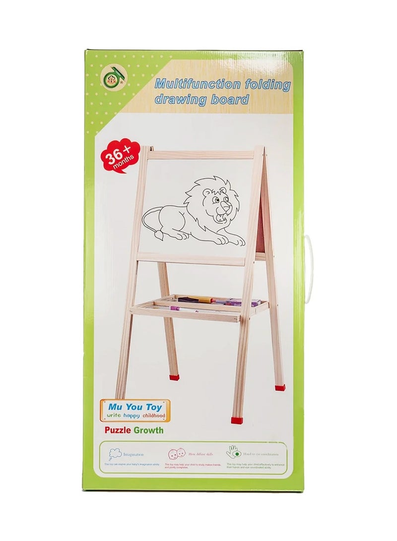 Factory Price Multifunctional Foldable Magnetic Wooden Easel Board With Drawing Accessories - Image 3