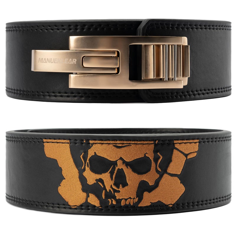 M MANUEKLEAR Lever Lifting Belt for Man and Women Weightlifting with Adjustable Heavy Duty Buckle Professional Weight Lifting Belt BlackGold - Image 2