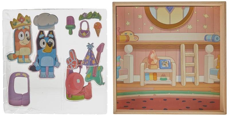 Horizon Group USA Bluey Magnetic Wooden Playhouse, 18 Piece Activity Set, Includes 2 Wooden Dolls House, Great Toys for Kids, Fun Birthday Party Activity, House Playset - Image 4