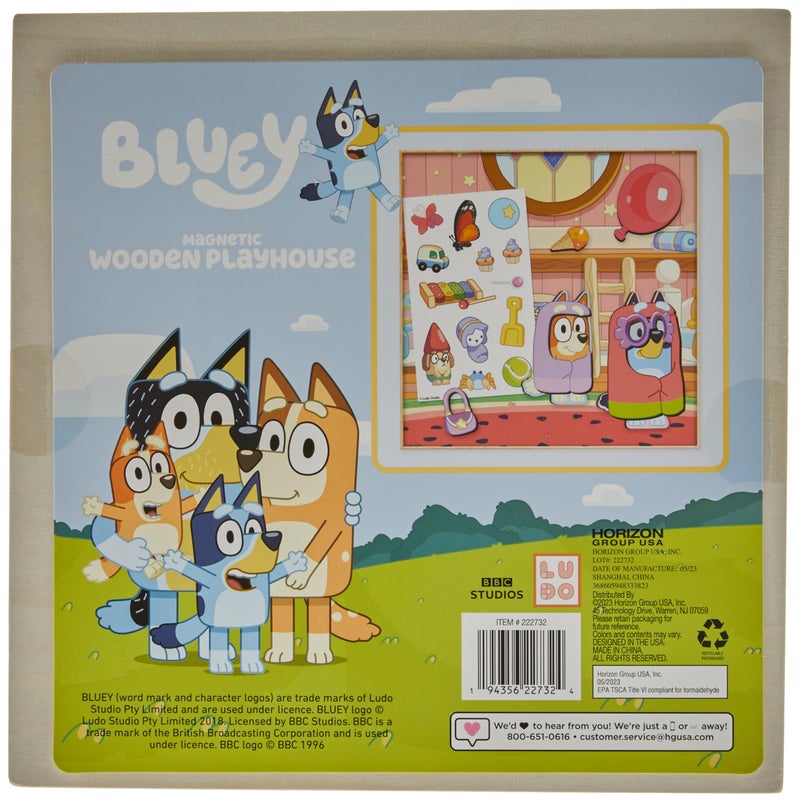 Horizon Group USA Bluey Magnetic Wooden Playhouse, 18 Piece Activity Set, Includes 2 Wooden Dolls House, Great Toys for Kids, Fun Birthday Party Activity, House Playset - Image 3