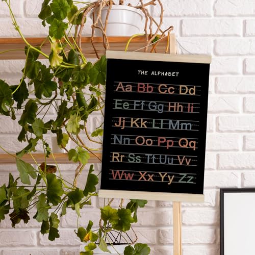 HRQKO Alphabet Numbers Poster Hanger Frame Set of 2, Black Nursery Wall Decor, ABC Poster Wall Art with Wooden Frames, Boho Alphabet Banner Wall Hanging Decor for Toddler Playroom, 12x16 Inch - Image 3